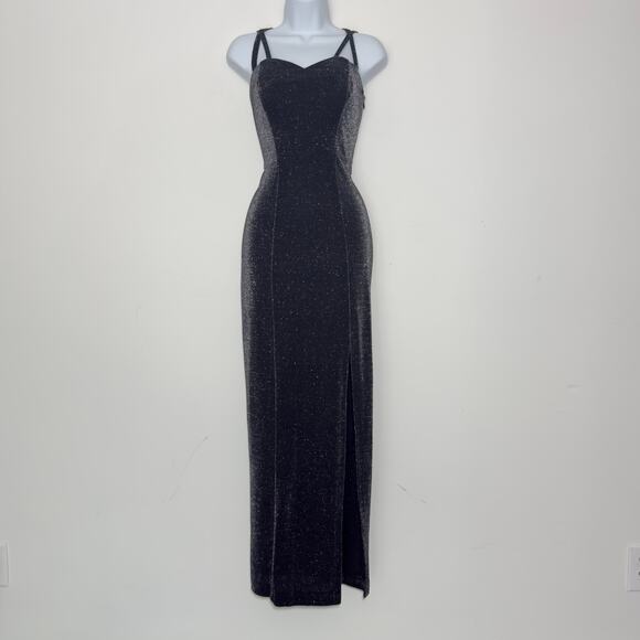 FAVIANA New York Vintage 90s Y2K Sexy Metallic Black Dress Size 5/6 S Small - Picture 1 of 7